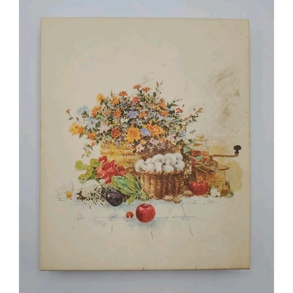 HALLMARK Vintage Stationery Flower Basket Fruit And Veggies READ